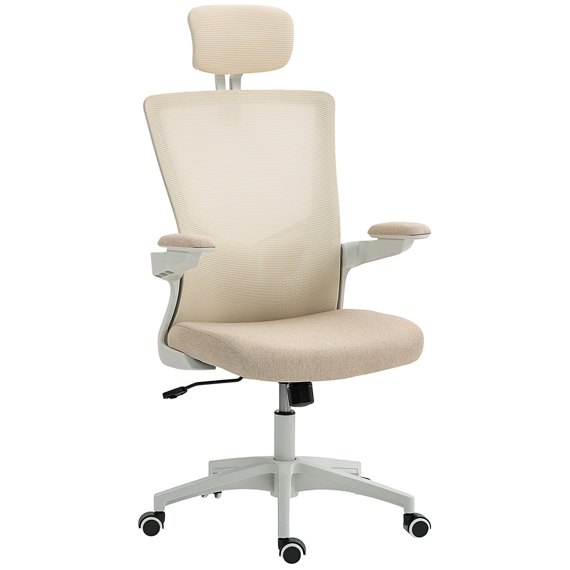 Andre Ergonomic Office Chair, Swivel Desk Chair with Adjustable Lumbar Support, Headrest and Height, Flip-up Armrests, Beige
