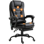Declan Office Chair with Recliner and  Footrest, Vibrating Massage, Adjustable Height, Perfect Office, Black