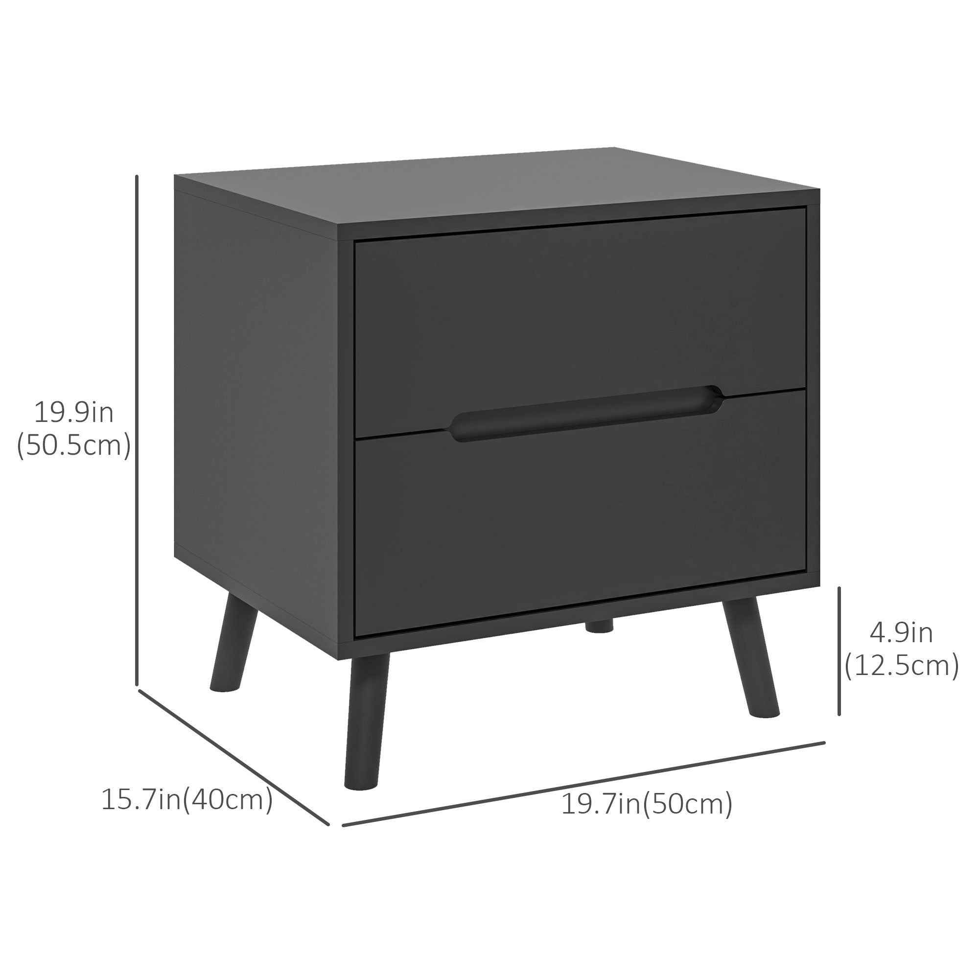Willow Modern Nightstand with 2 Drawers, Bed End Table with Solid Wood Legs for Bedroom