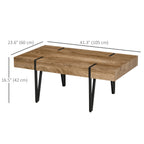 Aubrey Rustic Coffee Table, Rectangle Nature Central Table with Steel Hairpin Legs for Living Room