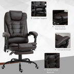 Declan 7-Point Vibrating Massage Chair, Reclining Office Chair with Footrest, Reclining Back, Adjustable Height, Brown