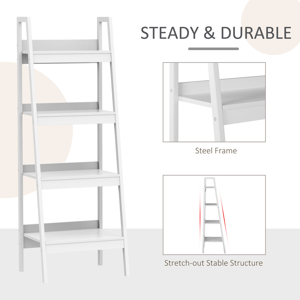 Keegan Set of 2, 4 Tier Ladder Shelf Bookcase/Multi-Use Display Rack for Home Office or Living Room-White
