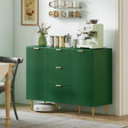Ellis Modern Kitchen Storage Cabinet, Sideboard Buffet Cabinet w/ 3 Drawers and Adjustable Shelves for Kitchen Hallway, Green