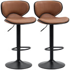 Anna Vintage Set of 2 Microfiber Cloth Adjustable Counter/Bar Height Stools with Swivel Seat, Brown