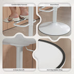 Zee Counter Height Bar Stools Set of 2, Streamlined Bar Chairs with Adjustable Height and Swivel PU Leather Seat, White