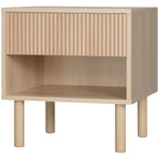 Laura Modern Bedside Table with Drawer and Open Shelf, Sofa Side Table for Bedroom Living Room, Natural