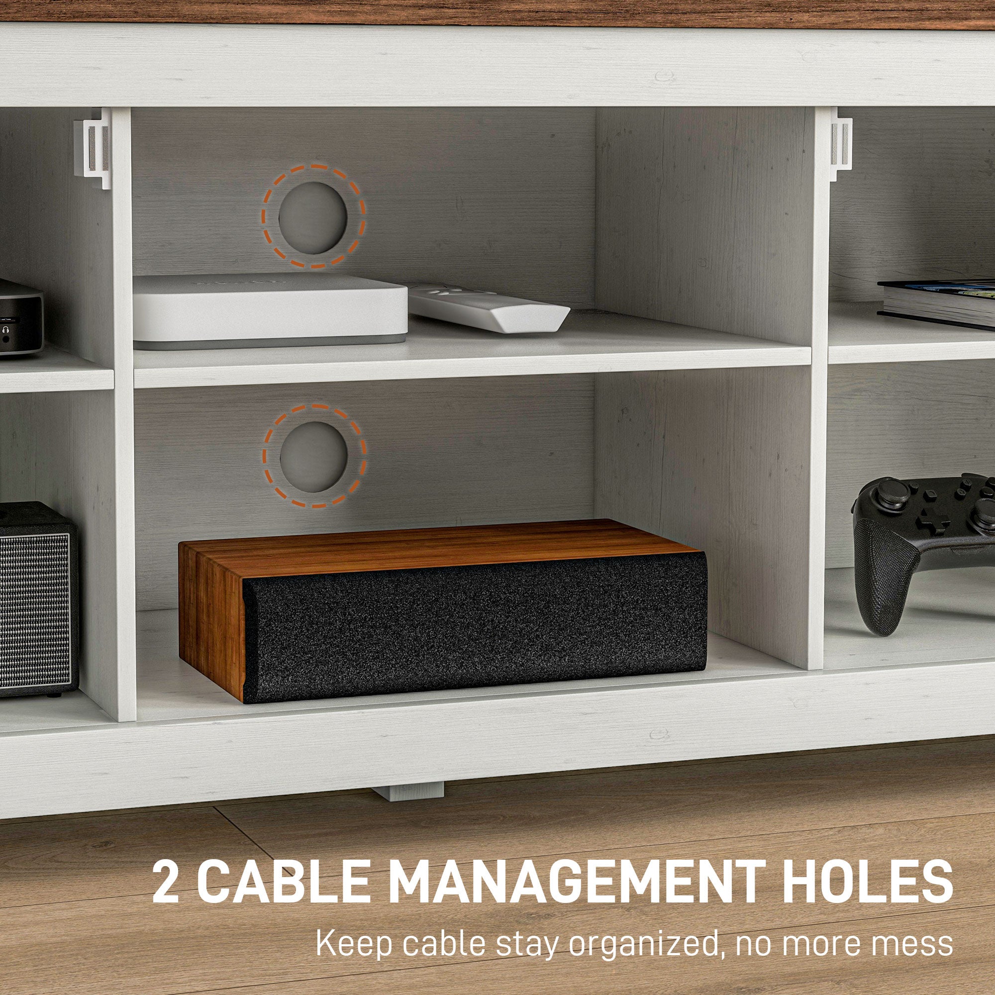 Kirby Farmhouse TV Stand Small Minimalist Barn Doors Cable