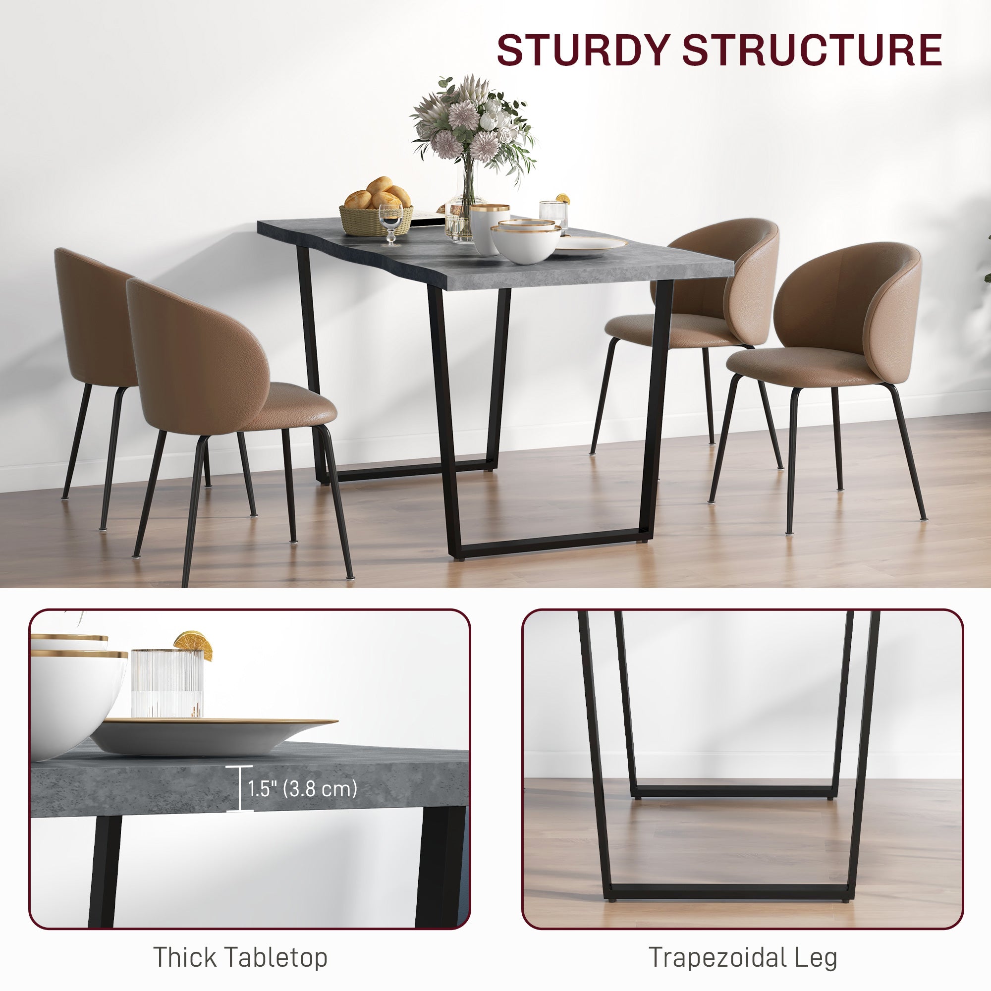  Industrial Dining Table with Wave-edged
