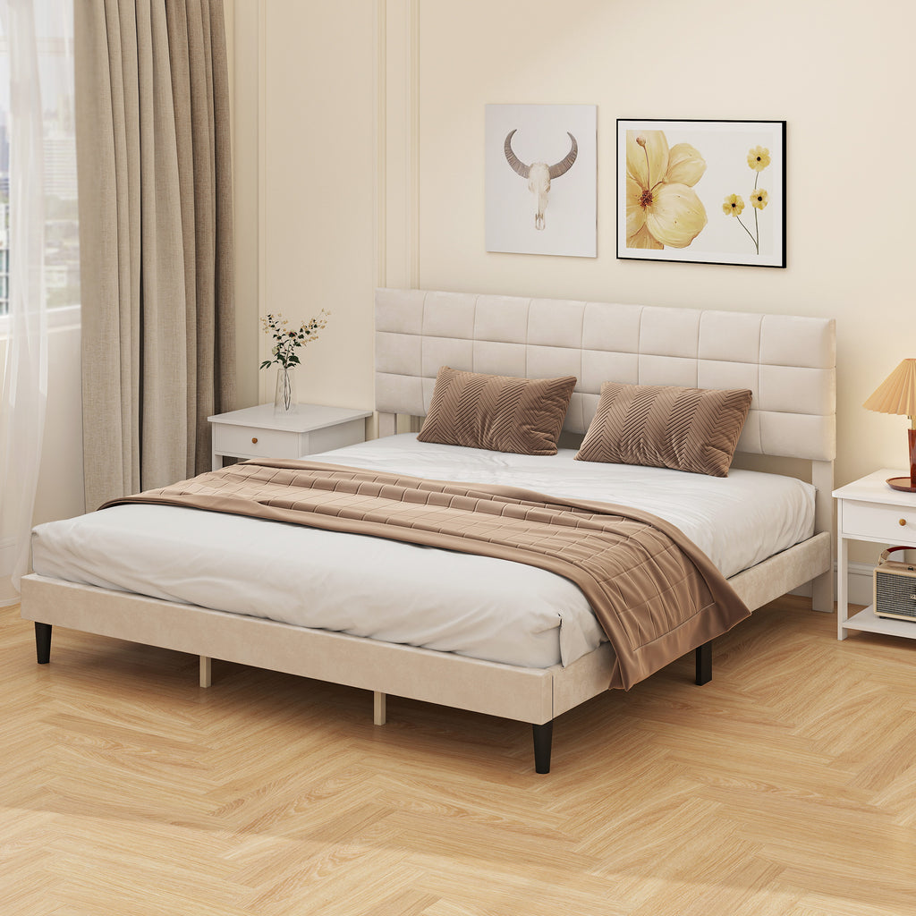 Harper King Size Bed Frame with Upholstered Headboard