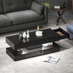 Erin Modern Coffee Table with 2 Drawers and Adjustable LED Lights-High Gloss Black