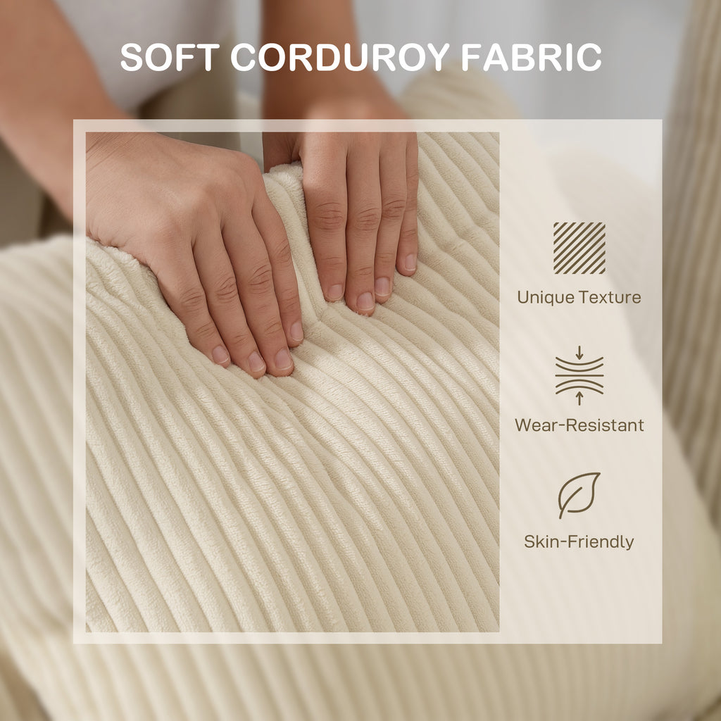 Ramsey Modern Corduroy 3 Seater Sofa with 8 Removable Pillows-Beige