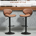 Anna Vintage Set of 2 Microfiber Cloth Adjustable Counter/Bar Height Stools with Swivel Seat, Brown