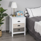 Accent Table Storage Cabinet with 3 Drawers Wooden Bedside Table Night Stand, Home Furniture