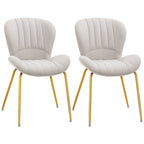 Lux Dining Chairs Set of 2, Modern Accent Chair with Cushioned Backrest, Upholstery for Living Room, Cream White