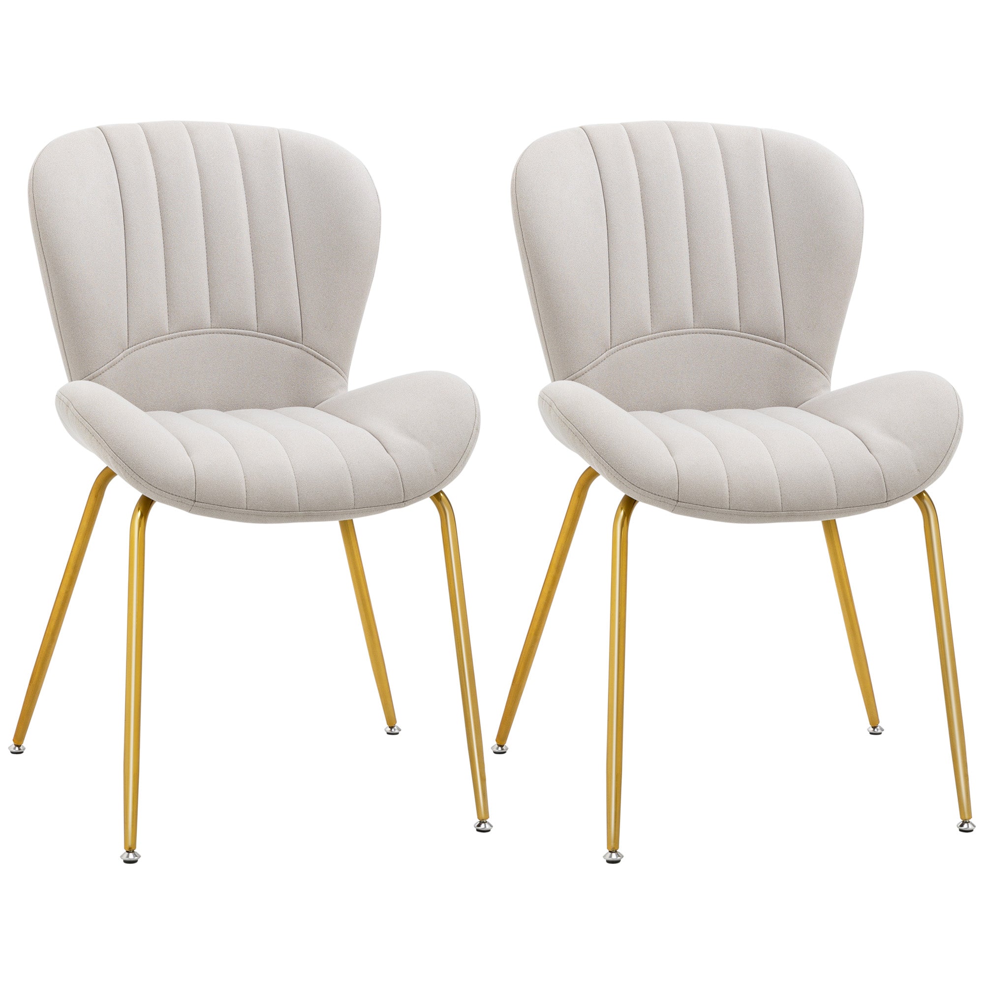 Lux Dining Chairs Set of 2, Modern Accent Chair with Cushioned Backrest, Upholstery for Living Room, Cream White