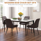 Blake PU Leather Kitchen Chairs, Modern Dining Chairs Set of 4 with Diamond Tufting and Steel Legs for Dining Room, Brown