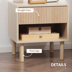 Laura Set of 2 Bedroom Nightstands, Side Table with Storage Shelf and Drawer for Living Room, Bedroom, Natural Wood