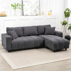 Wilshere Reversible Sectional with Integrated Seat, 3 Seater L-Shaped Sofa with Changeable Chaise, Spring Cushion, 2 Pillows, Grey