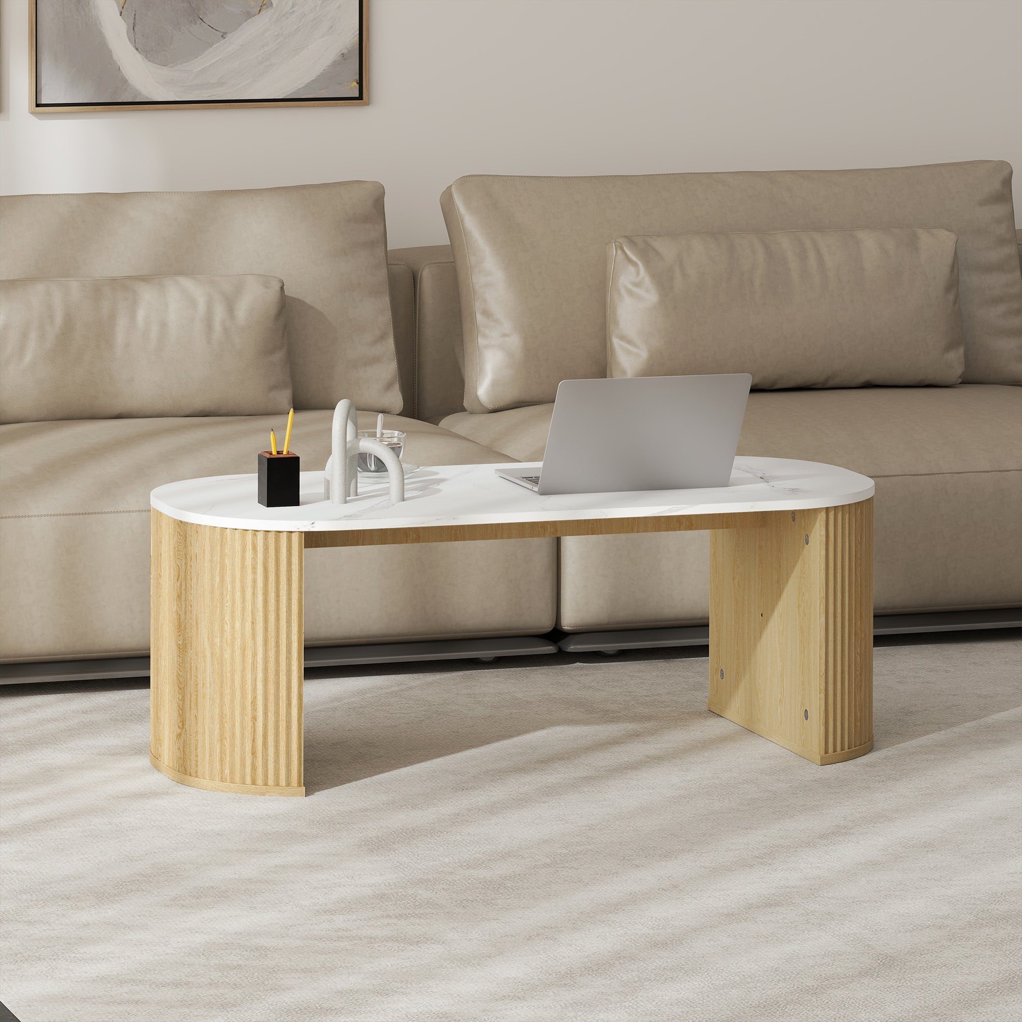 Cameron Coffee Table Modern Marble-Effect Living Room