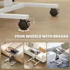 Eden Height Adjustable Standing Desk, Pneumatic Sit Stand Desk with Wheels and Headphone Hook for Home Office, Grey