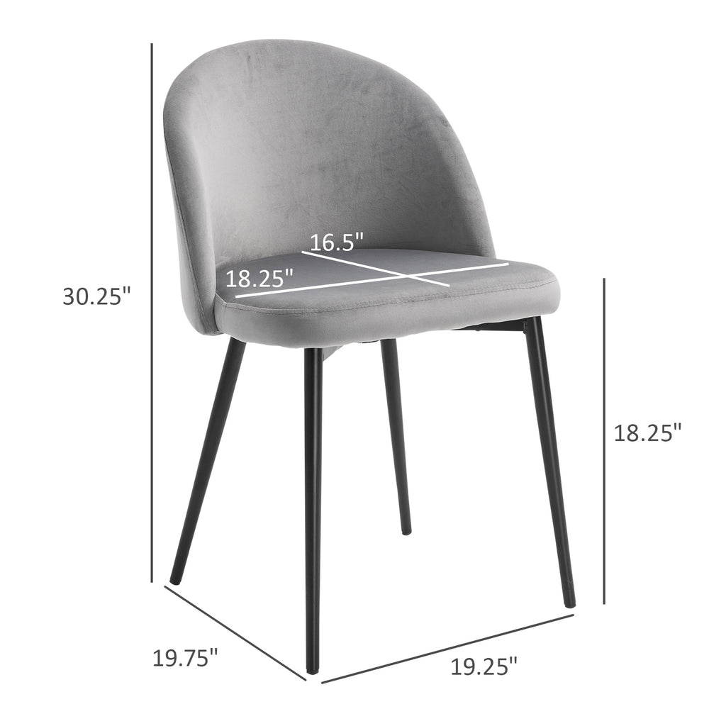 Dylan Set of 2 Mid-Back Dining Chair, Mid-Back Velvet-touch Upholstery Kitchen Chair for Living Room Dining Room, Dark Blue