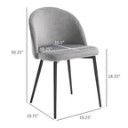 Dylan Set of 2 Mid-Back Dining Chair, Mid-Back Velvet-touch Upholstery Kitchen Chair for Living Room Dining Room, Dark Blue