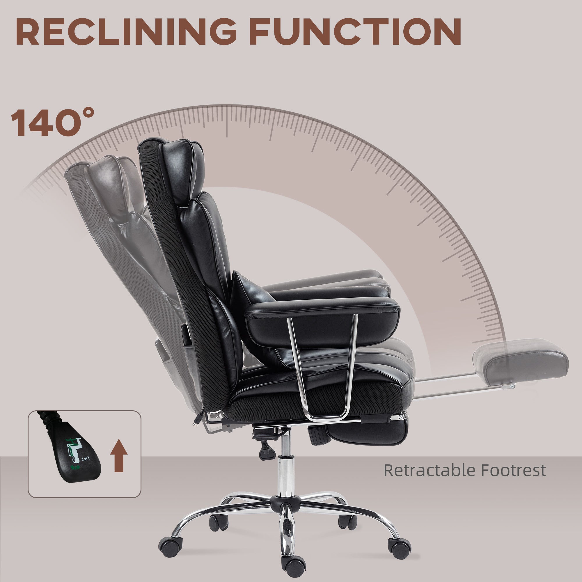 Matteo 400LBS Massage Office Chair, Executive Office Chair with 6-Point Vibration, Footrest and Lumbar Support, Black