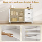 Vesper Buffet Cabinet with Soft-Close Doors, Modern Sideboard with 3 Drawers for Living Room, Kitchen, Dining Room, White