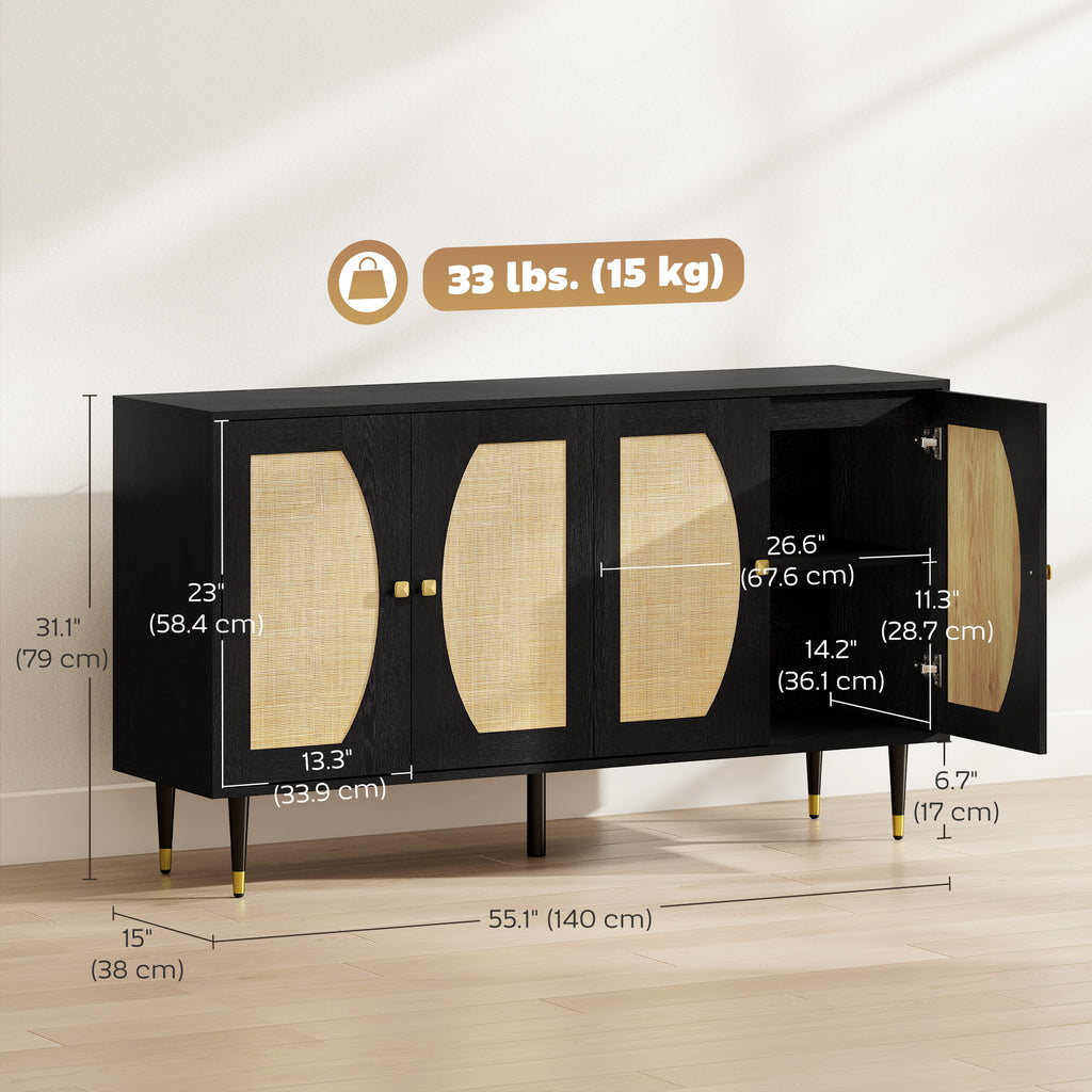 Boho Storage Cabinet with Adjustable Shelves