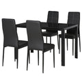 Zaya 5-Piece Rectangular Glass Dining Set for Small Spaces-Black