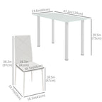 Adam Modern Space-Saving Dining Set for 4-White