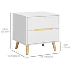 Willow Modern Nightstand/End Table with 2 Drawers-White