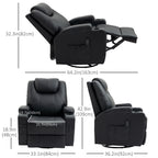 Brady Massage Recliner Chair, Swivel Nursery Rocker Chair, Manual Reclining Sofa with 8 Vibration Points, PU Leather, Cup Holders, Side Pockets, for Living Room, Black