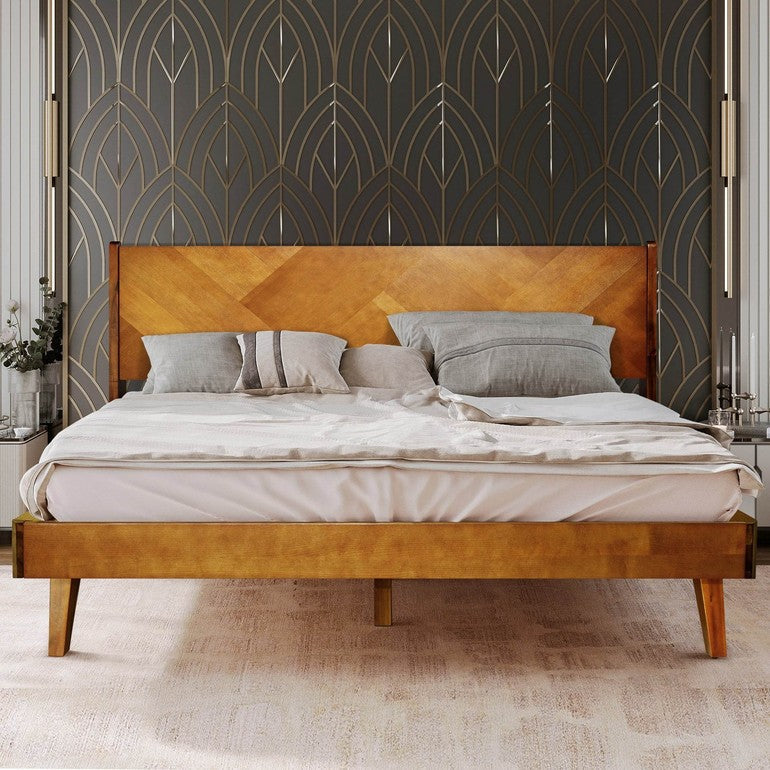 Solid wood bed frame