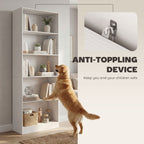 Leighton 5-Tier Storage Bookshelf with Adjustable Shelves-White