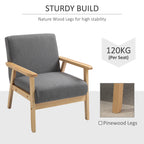 Billie Minimalistic Accent Chair with Thick Linen Cushions-Grey