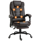 Declan 7-Point Vibrating Massage Chair, Reclining Office Chair with Footrest, Reclining Back, Adjustable Height, Brown