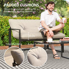 Alfie 4 Piece Patio Conversation Set with Tempered Glass Table-Beige