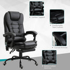 Declan Office Chair with Recliner and  Footrest, Vibrating Massage, Adjustable Height, Perfect Office, Black