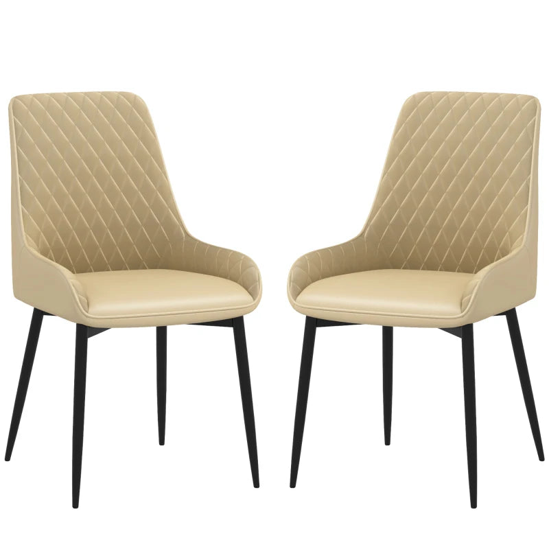 Blake Modern Dining Chairs with Diamond Tufting and Steel Legs-Set of 2-Khaki
