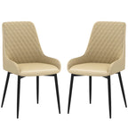Blake Modern Dining Chairs with Diamond Tufting and Steel Legs-Set of 2-Khaki