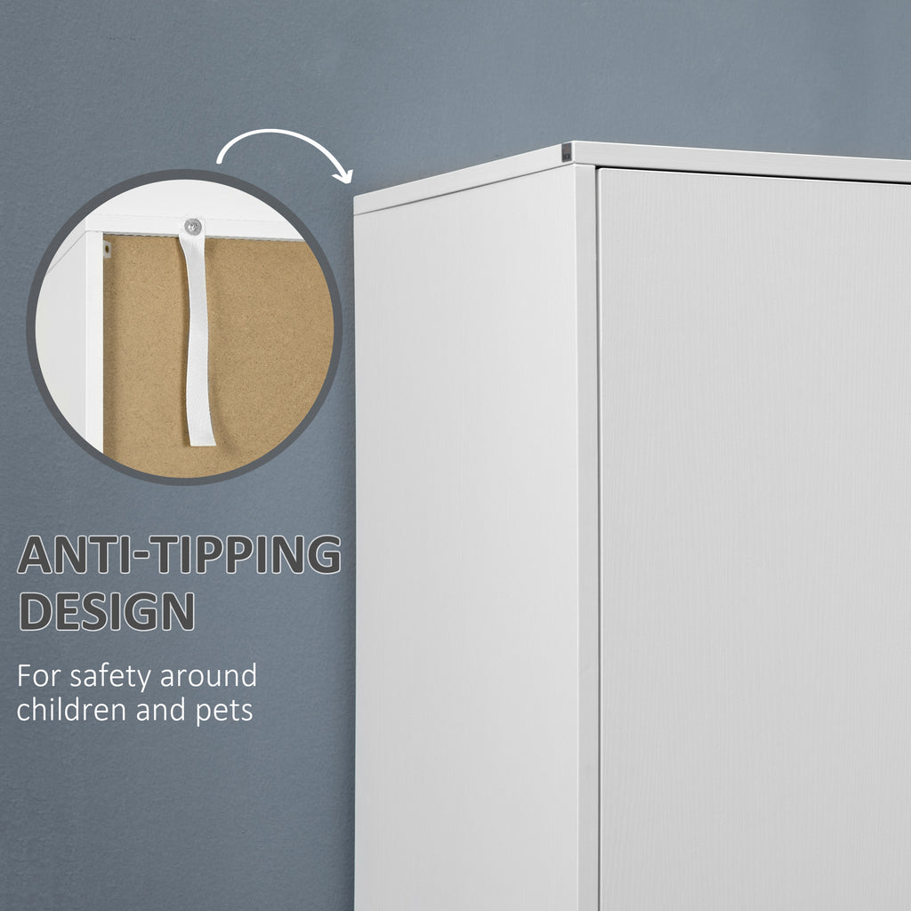 Briar Modern Wardrobe Closet Armoire with 2 Drawers and Hanging Rod, Clothes Storage Organizer with Anti-tipping Design for Bedroom, White