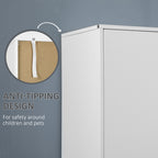 Briar Modern Wardrobe Closet Armoire with 2 Drawers and Hanging Rod, Clothes Storage Organizer with Anti-tipping Design for Bedroom, White