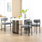 Cruz 4 Pieces Kitchen Chairs, Modern Dining Chairs w/ Berber Fleece Upholstery and Steel Legs for Living Room, Grey