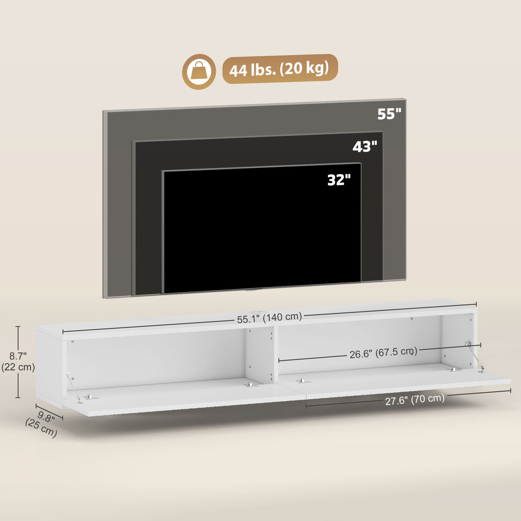  Wall Mount Media Console with 2 Fluted Flip-Down Doors