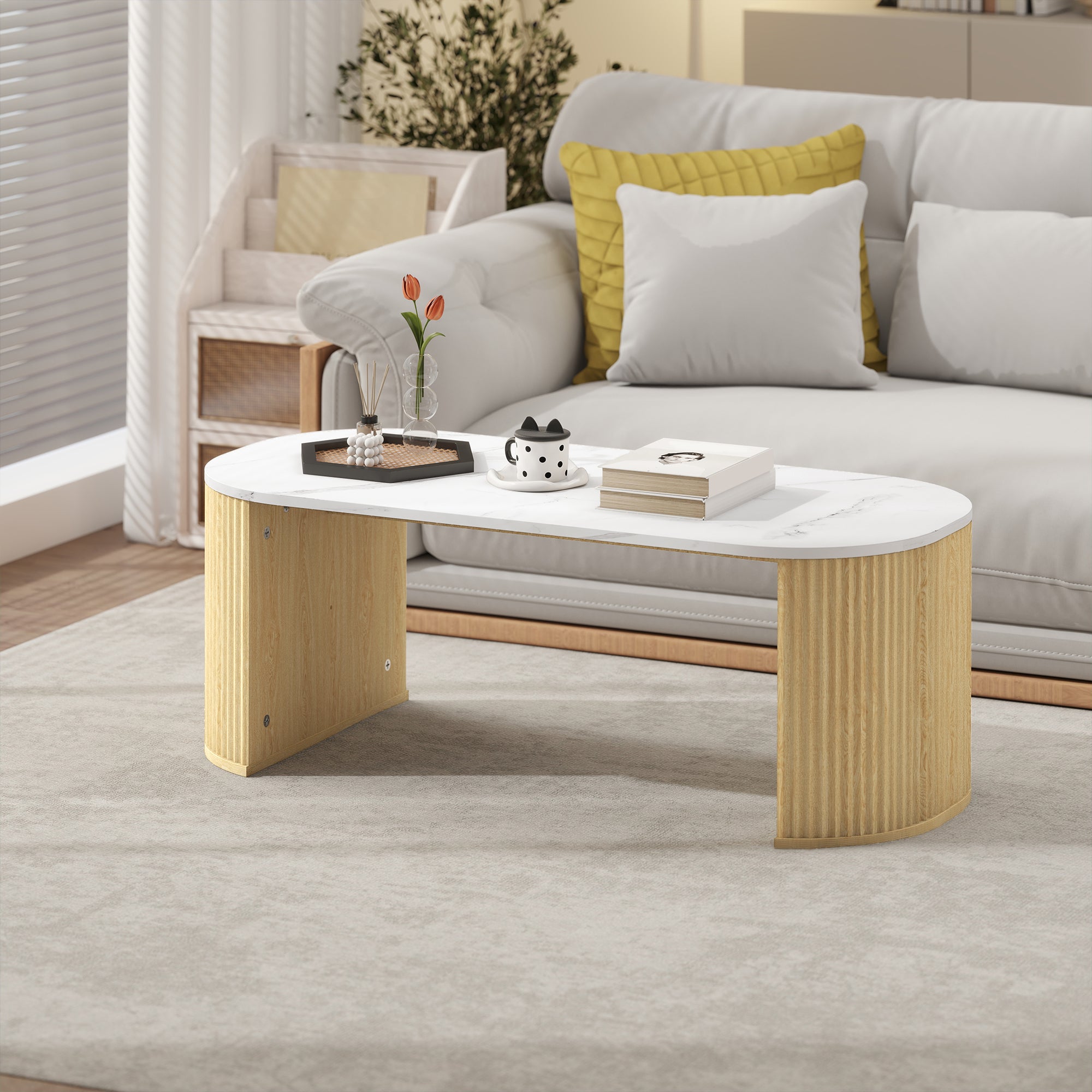 Cameron Coffee Table Modern Marble-Effect Living Room