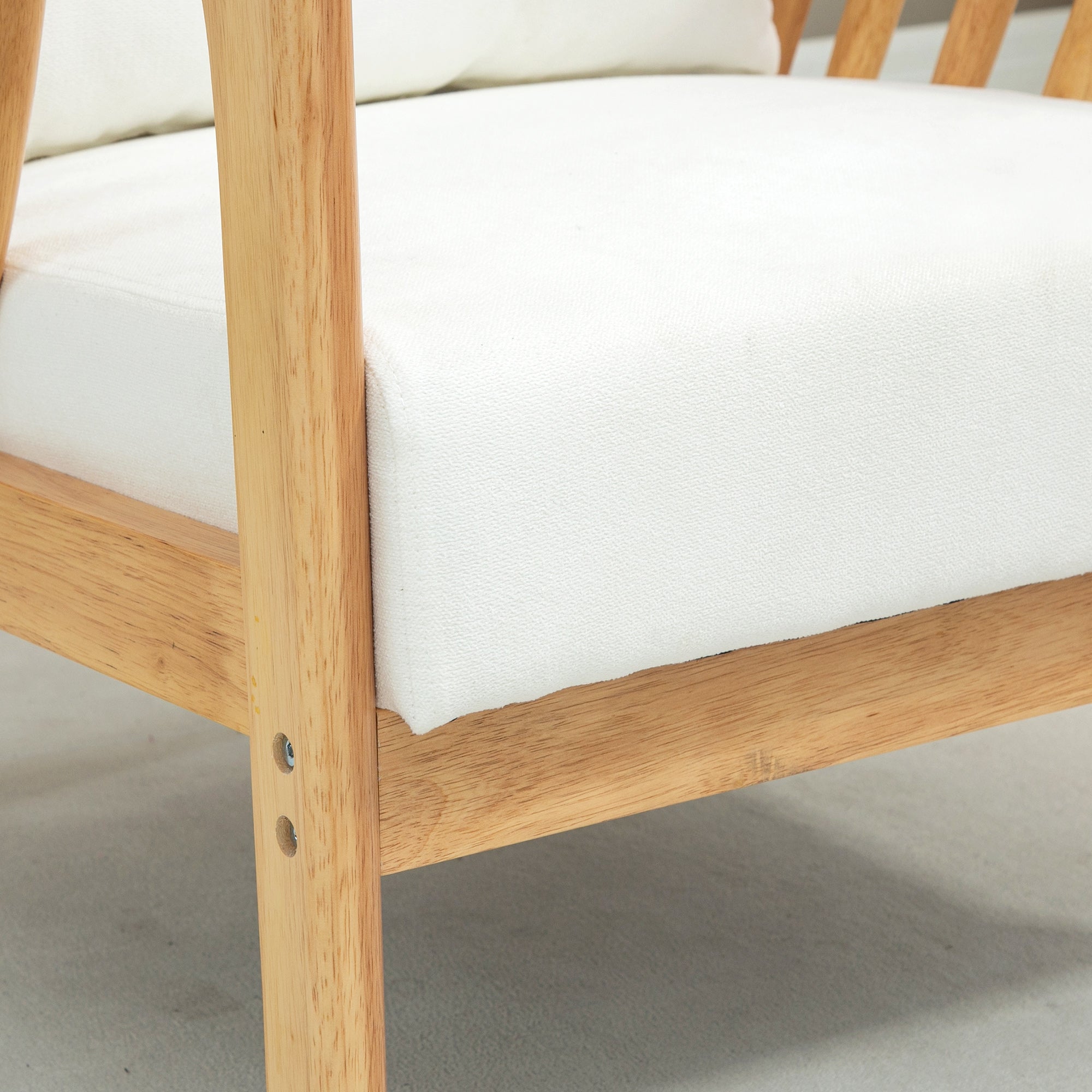 River Accent Upholstered Lounge Chair with Rubber Wood Frame-Cream White
