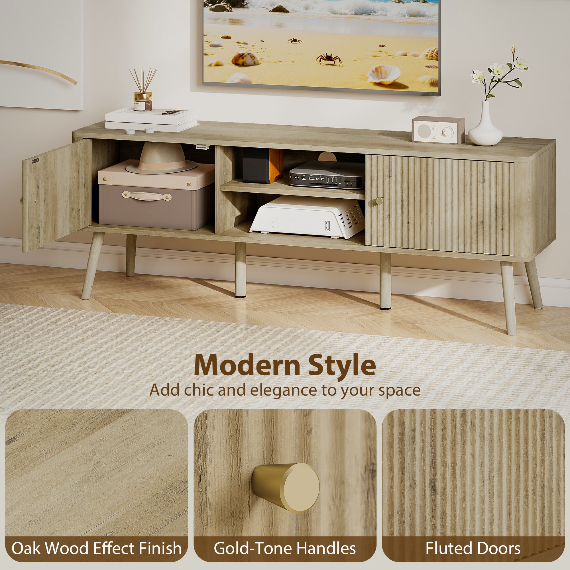 Birch TV Stand for 65 Inch Television