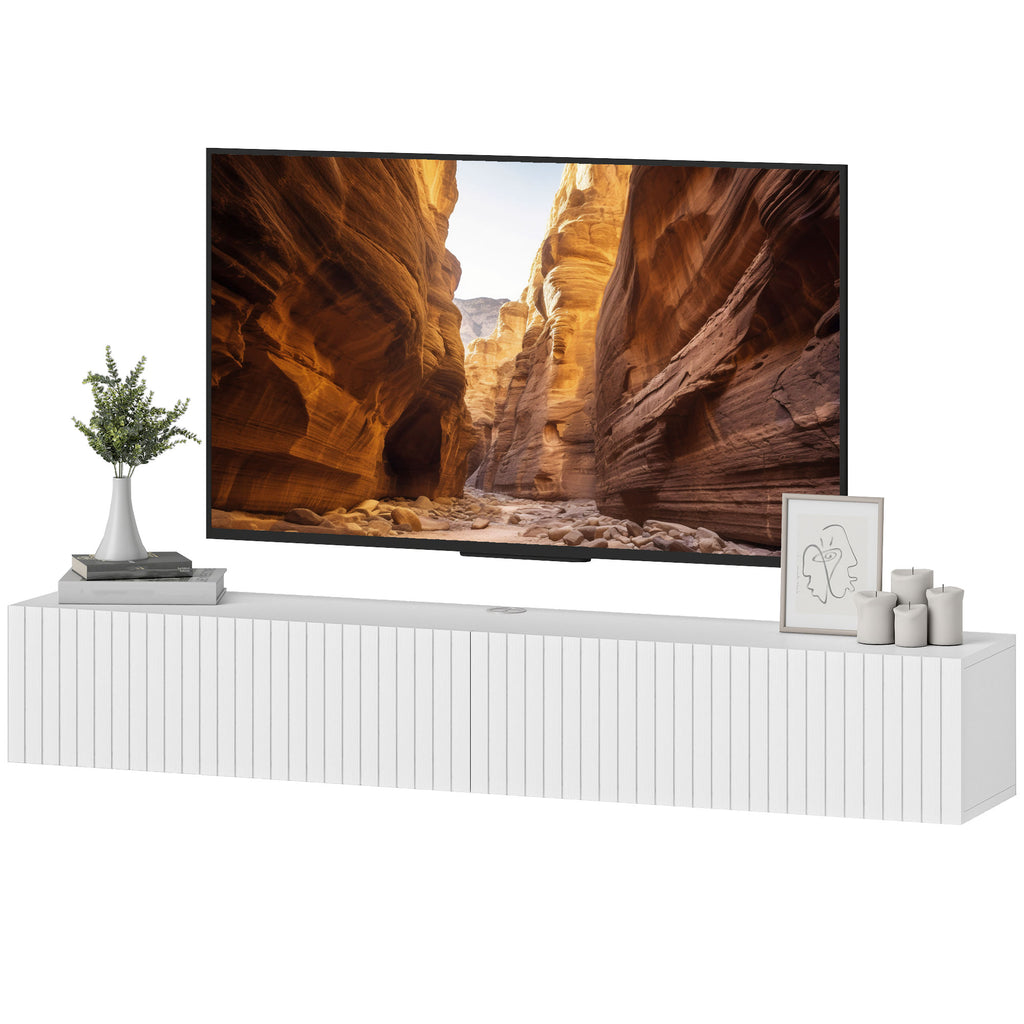  Wall Mount Media Console with 2 Fluted Flip-Down Doors