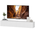  Wall Mount Media Console with 2 Fluted Flip-Down Doors